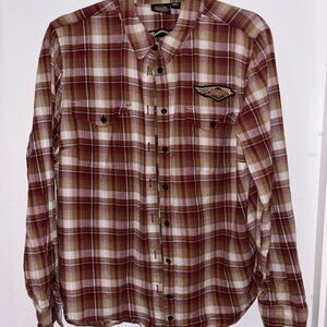 Harley Davidson Shirt Womens XL Plaid Flannel 120 Years Anniversary Button Up